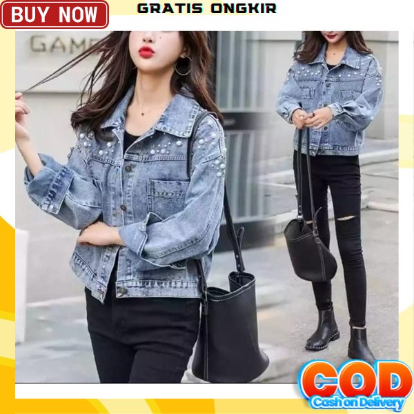Jaket Levis Oversize Jumbo Big Size Jeans Jacket Denim Wanita Perempuan Cewek Cewe Terbaru Kekinian 