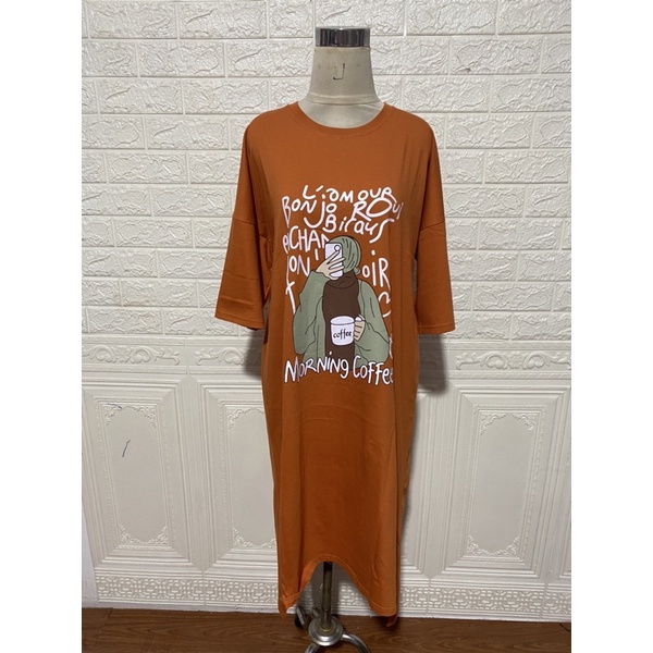 TUNIK COMBED DRESS MIDI MOTIF SABLON GAMBAR BASIC OVERSIZED PANJANG LONG KAOS DRESS TSHIRT POLOS KATUN KAOS TUNIK SIMPLE KOREAN