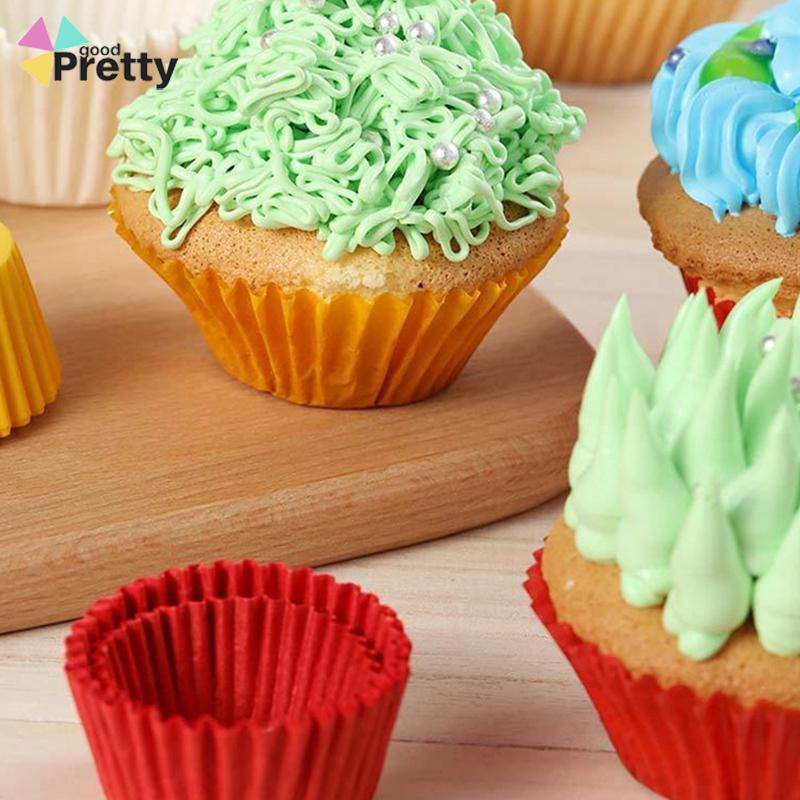 100 Pcs Muffin Warna-warni Cupcake Kertas Cangkir Kue Kotak Kue Cup Case Cup Cake Kertas Kue - PD