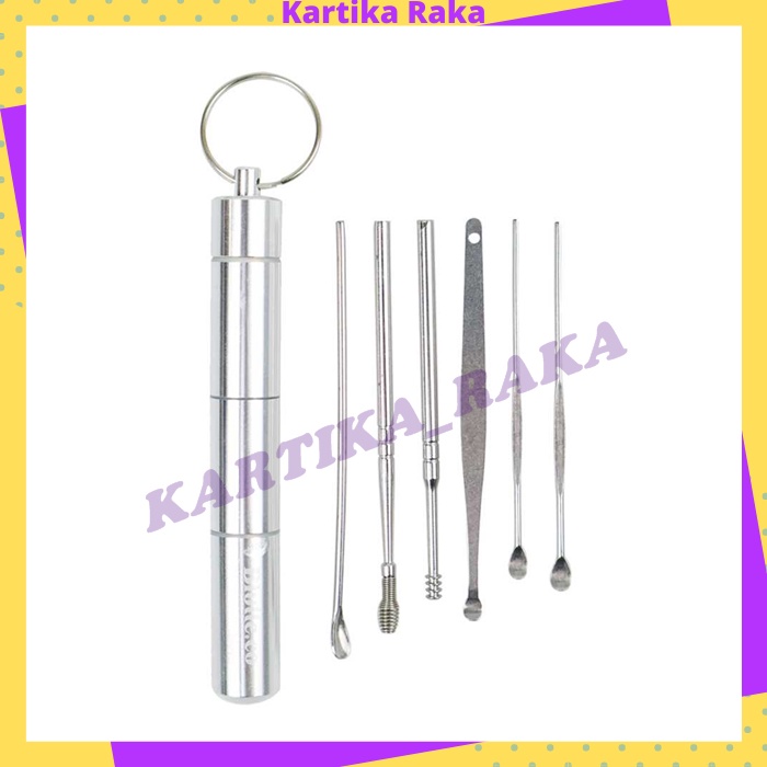 KR  Pembersih Telinga 6 Pcs Korek Kuping Stainless Steel Set Ear Wax