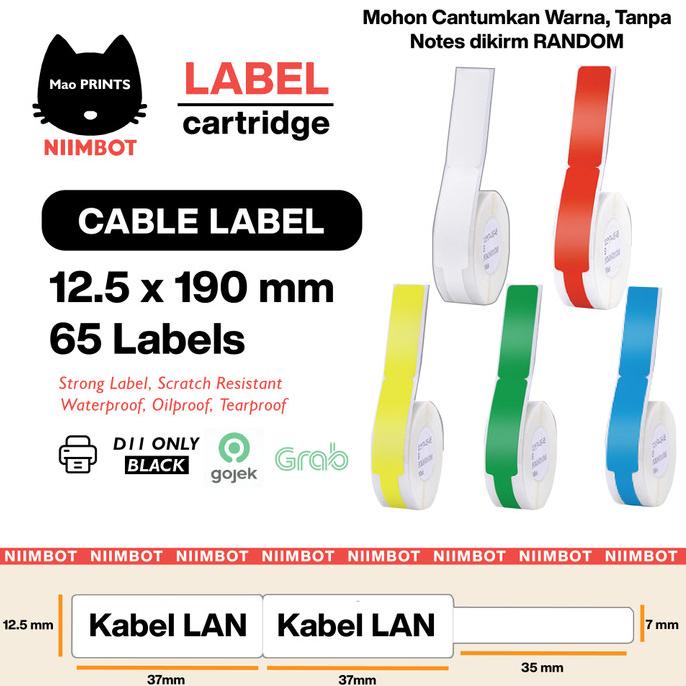 

(D11) - CABLE LABEL - Thermal Label Sticker for Niimbot D11 - Refill