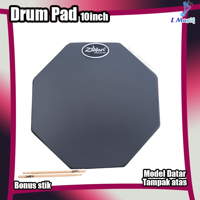 PAD DRUM 10IN BONUS STIK LATIHAN STICKING DRUM PAD