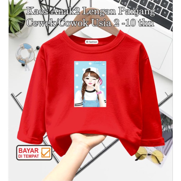 ((IB))KAOS ANAK PEREMPUAN PANJANG/CEWEK TOPI DIGITAL SABLON