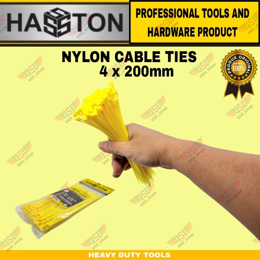 Hasston Kabel ties 4x200mm kuning 4580-123 Nylon Cable ties