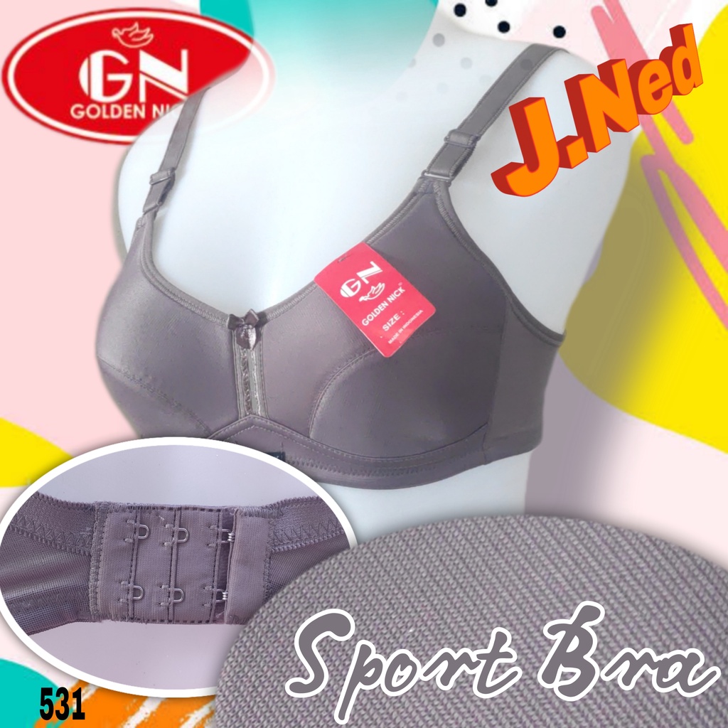 J531 -  SPORT BRA  GOLDEN NICK BUSA TANPA KAWAT DUA PENGAIT SIZE 34-42