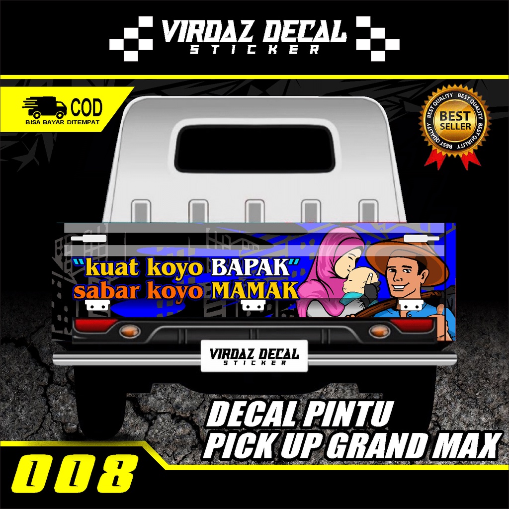 Stiker Decal Pintu Belakang Mobil Pick Up L300/GRAND MAX/CERRY NEW/TS120 Stiker Bak Belakang Stiker 