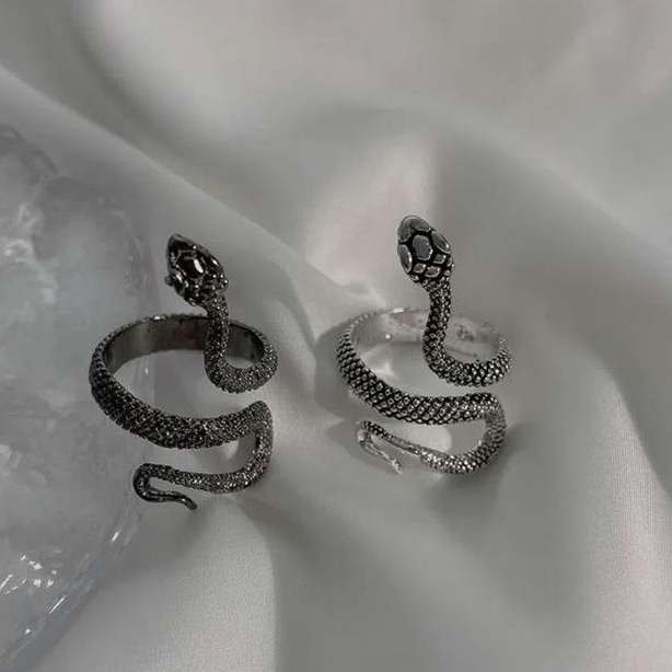 Cincin Pria / Wanita Korea Desain Ular Adjustable Gaya Punk Untuk Pesta / Hadiah -Doo