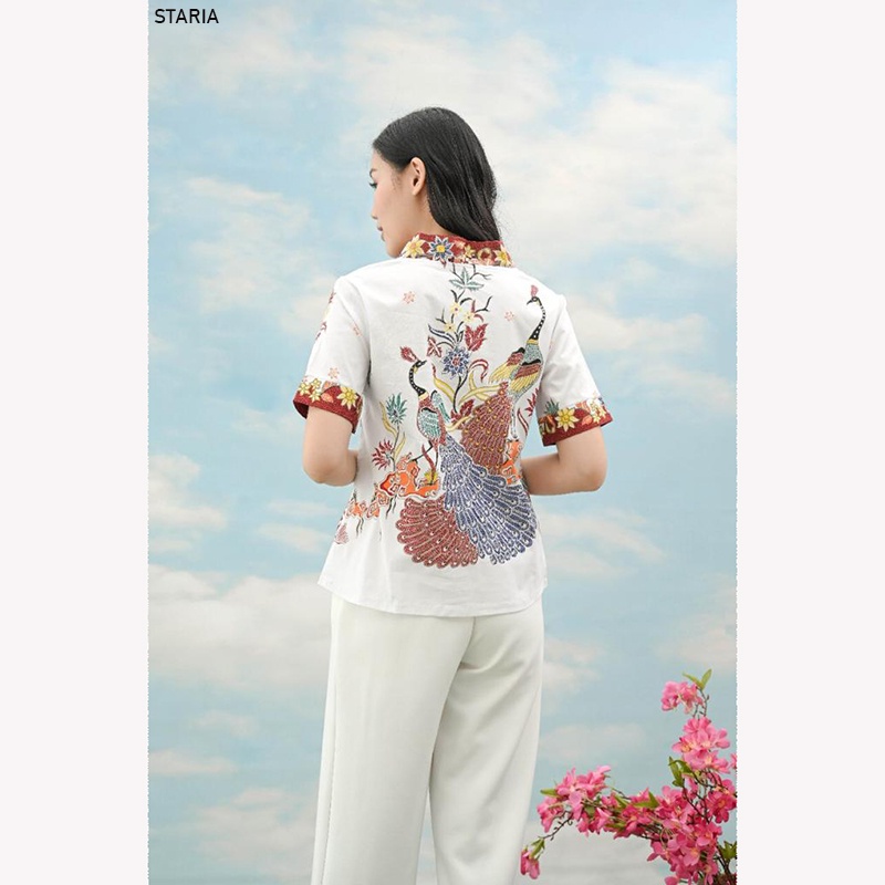 Evercloth Staria Atasan Batik Wanita Blouse Batik Perempuan Modern