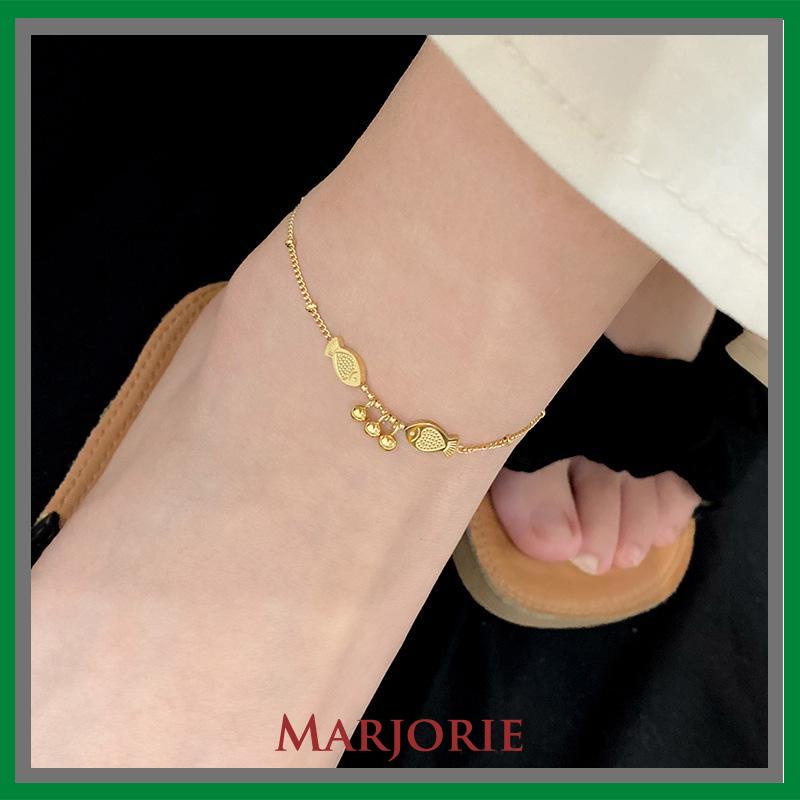 Anklet Emas 18K Wanita Titanium Steel Fairy Sederhana Tidak Memudar Rantai Tipis-MJD