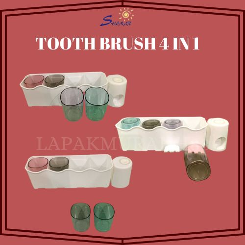 SHENAR, Rak Sikat Gigi 4 IN 1 Organizer Tempat Sikat Gigi /Skincare/Odol Alat Rak Kamar Mandi