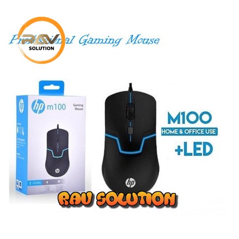 Mouse HP  Gaming kable usb M100 Free mousepad PROMO | Mouse USB M100 Warna Hitam  - RAV SOLUTION