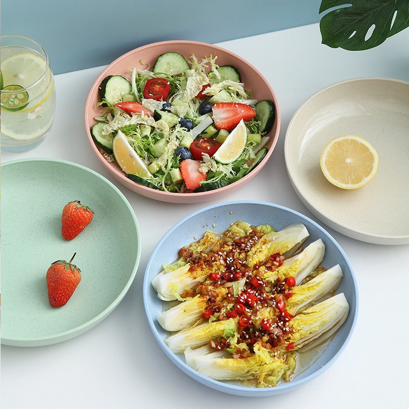 Murah Lebay S158 Piring Makan Piring Nasi Bulat Jerami Wheatstraw Round Plate BPA free Warna Warni