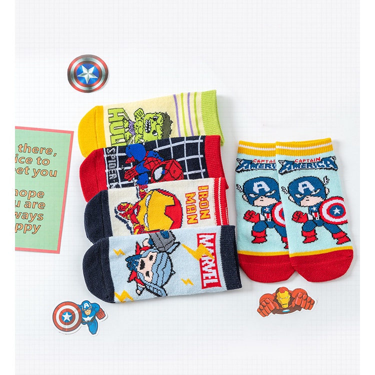 ELFYDO KS23 Kaos Kaki Socks Cowok Laki Laki Superhero Ironman Spiderman Captain America