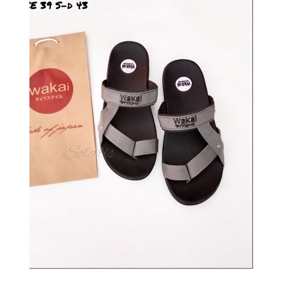 Sandal Selop pria Impor murah - Sandal keren Cowok slip on flat - Cokelat, 39