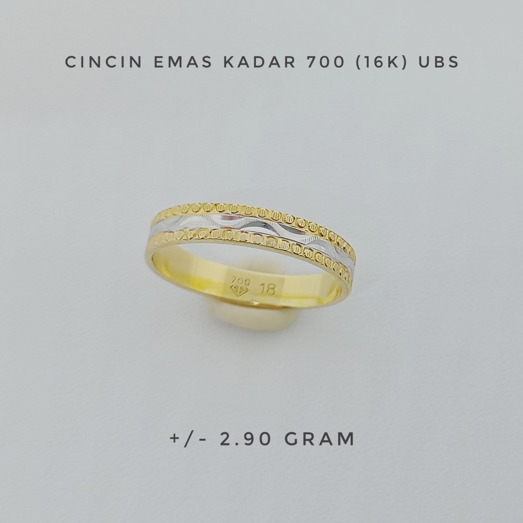 Cincin UBS Emas Kadar 700 (16K) Berat +/- 2.90 gram