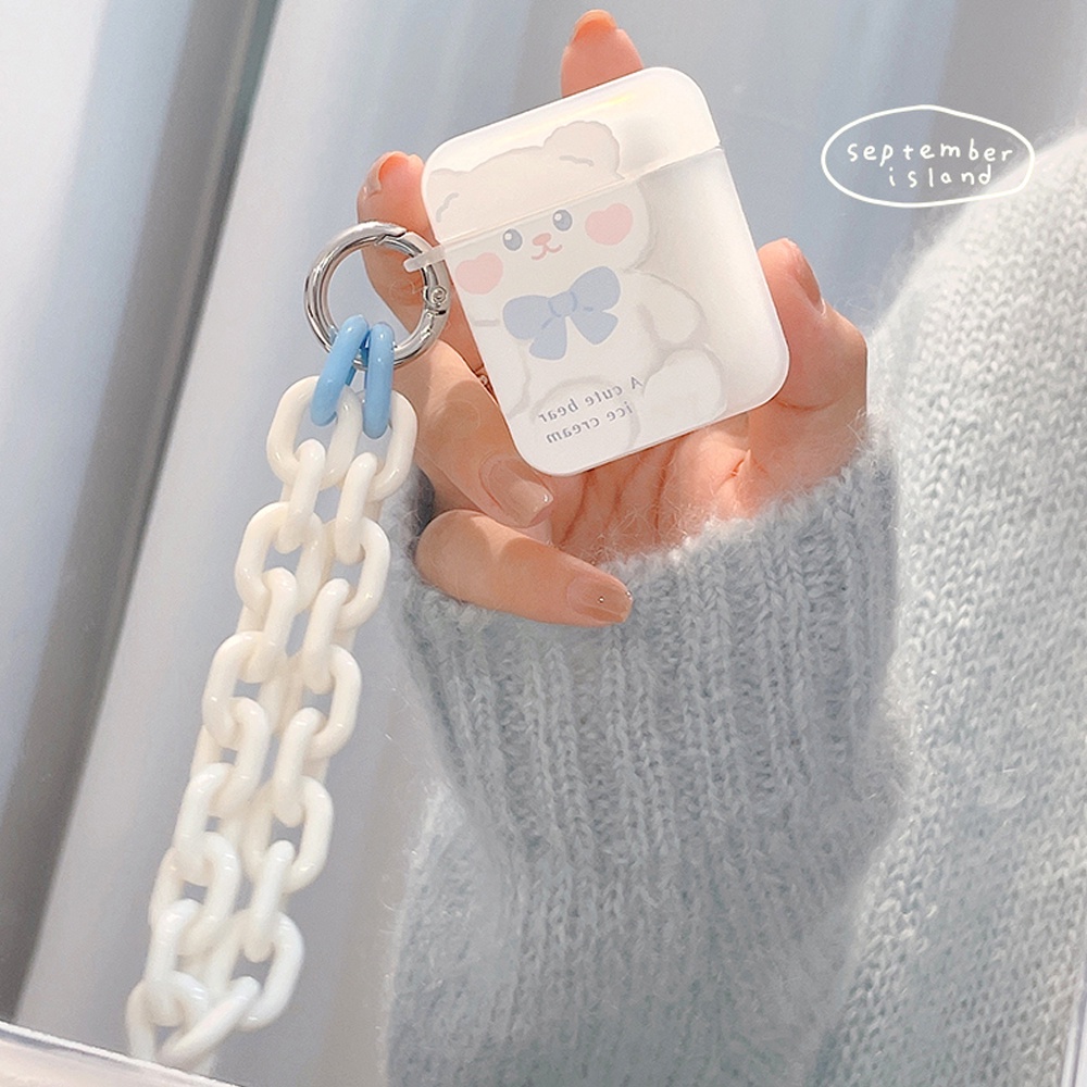 Casing Kartun Kompatibel Untuk Airpods1 2 Pro Generasi Ke-3 Case Ice Cream Rabbit Bear Case Kompatibel Untuk AirPods Pro Case Dengan Gantungan Kunci Lanyard