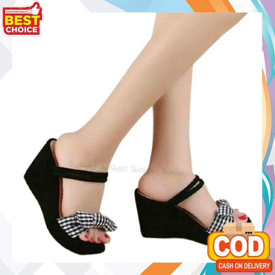 Wedges Karet Jelly Sandal Slip Kokop Bulu Lembut Wanita Imfort Balance 1604 Zt81 Sepatu Wejes Wanita