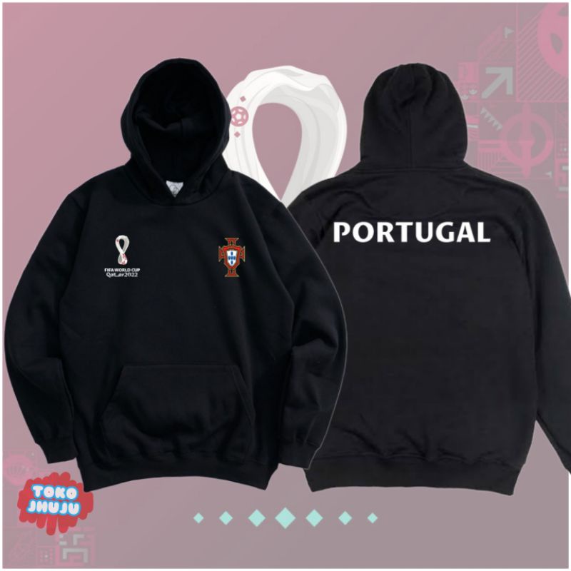 Jaket Hoodie Piala Dunia World Cup 2022 Tim Portugal Depan Belakang