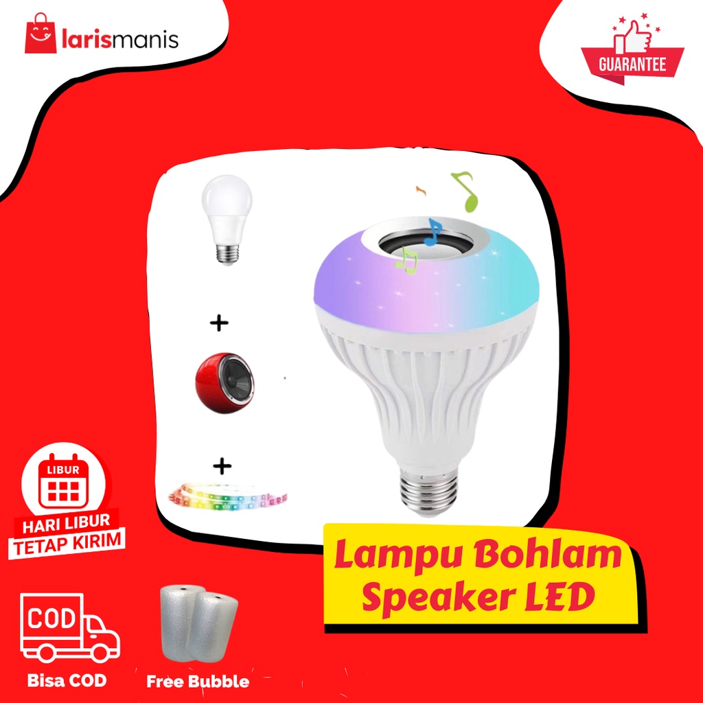 Bohlam Speaker Musik Bluetooth 2 in 1 - Lampu Speaker LED Bohlam Lampu Speaker Musik Bluetooth Wireless Remote Adaptor Warna Warni hias LED RGB 2 in 1 Lampu Speaker Bluetooth Bohlam 120 Watt Lampu Speaker Bluetooth Bass Lampu Speaker Warna Warni