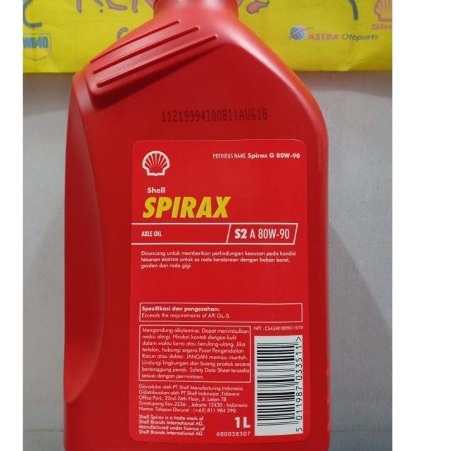 OLI SHELL SPIRAX S2 A 80W-90 1L - OLI TRANSMISI MANUAL - OLI GARDAN