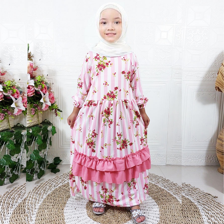 BUNGA NEBULA DRESS 2-12tahun GAMIS ANAK SYARI CANTIK GL FASHION