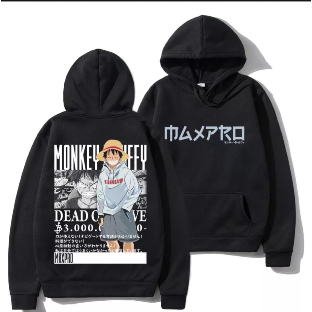 COD-Jaket Sweater Hoodie Anime One Piece Luffy / Jaket Hoodie Anime Cosplay Jepang Pria Wanita / Sweater Hoodie Anime One Piece Luffy Motip Pulprint Premium Unisex Bahan Flece Tebal