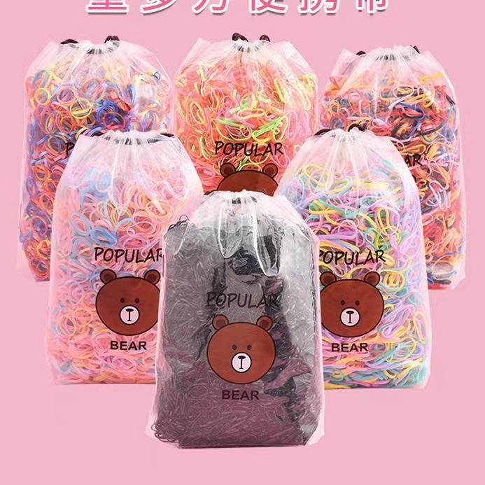 FREE POUCH - 2000PCS Ikat Rambut Karet Jepang Anak / Ikat Rambut Elastis Murah