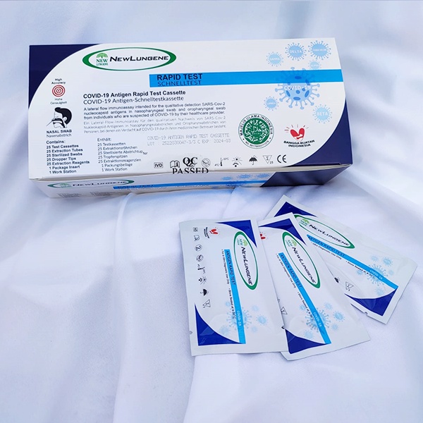 Alat Test Swab Antigen NEW LUNGENE Original Kemenkes RI 1 BOX ( isi 25 Pcs ) Alat Deteksi Covid 19 O