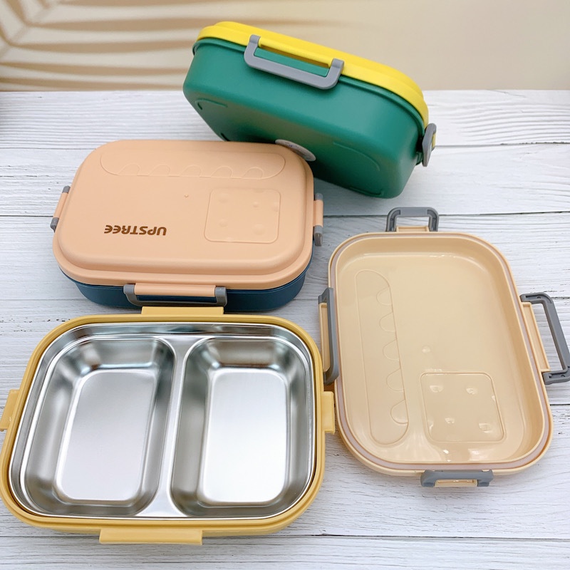 kotak makan lunch box upstree stainlees steel  2 sekat premium quality bento box