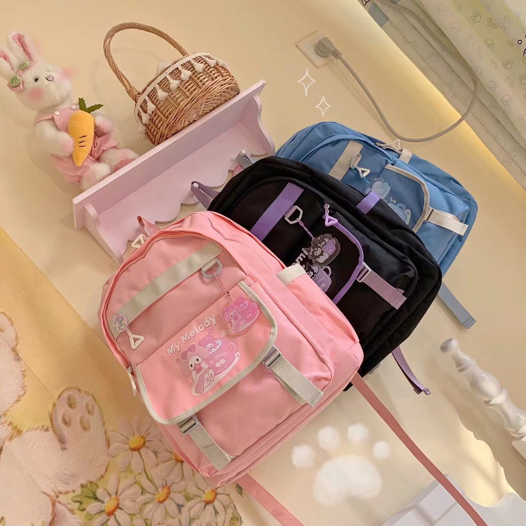 Sera Jepang tas sekolah ransel pesta siswa harian lucu kapasitas besar lampu Sanrio all-match