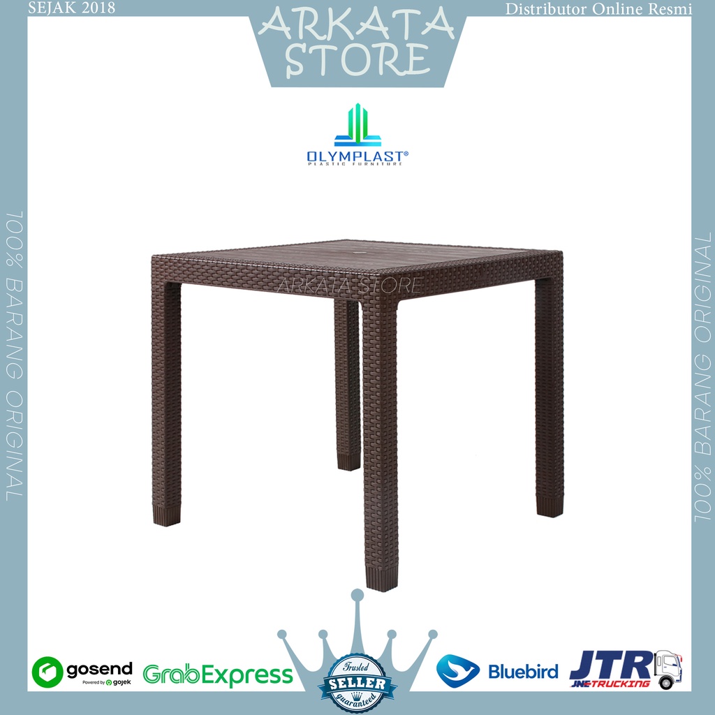 ODT 80 - Meja Makan Plastik Olymplast Anyaman Rotan | Meja Makan Plasti Rotan | Meja Outdoor | Meja 