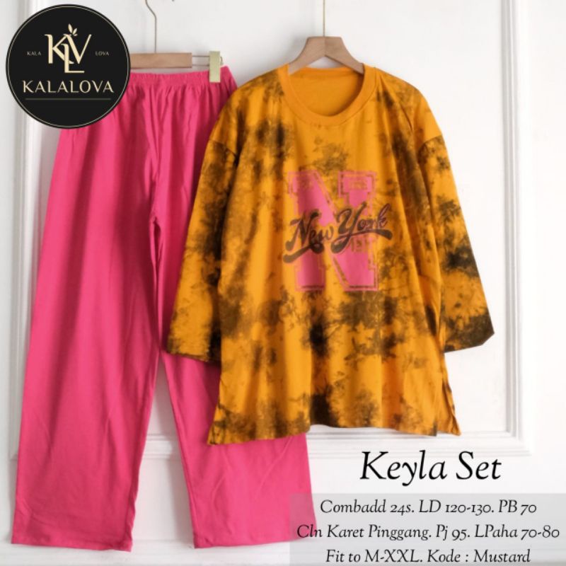 Setelan Wanita Bahan Kaos Combed 24s Jumbo LD 120-130 KEYLA SET BY KALALOVA
