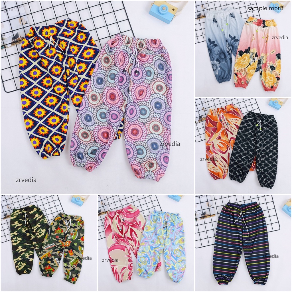 Jogger Motif Uk. 3-4 Tahun / Celana Panjang Anak Perempuan Batik Polos Joger Pants Murah Grosir