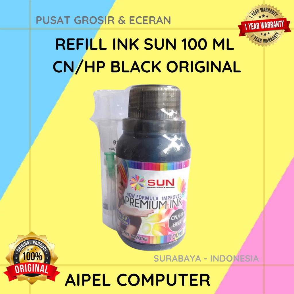 RISP100CK | REFILL INK SUN 100 ML CANON/HP BLACK ORIGINAL