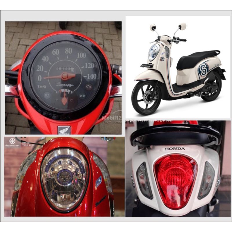 stiket variasi skotlet pelindung spidometer dan sen depan belakang motor scoopy 2014 sampe 2017