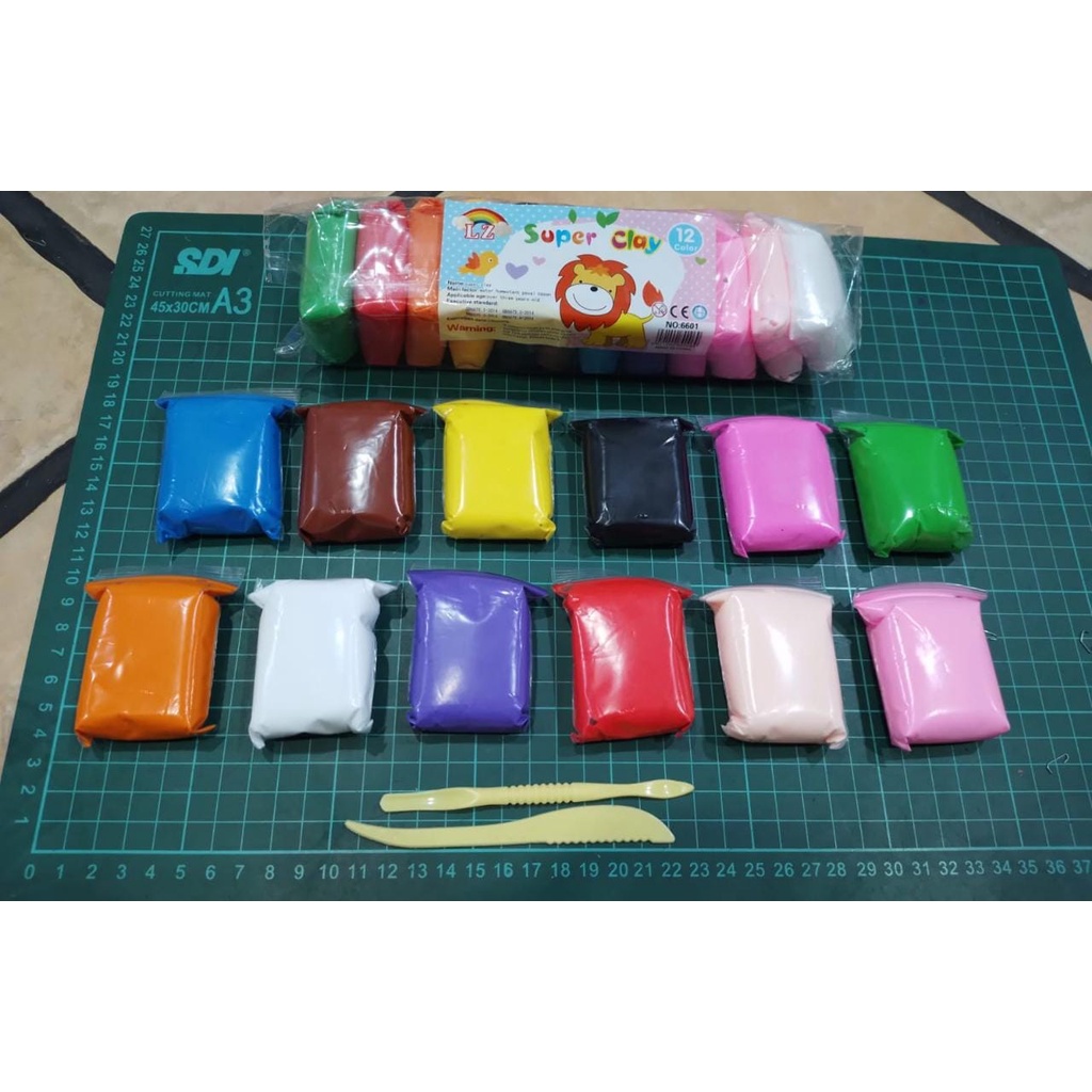 MAINAN PLASTILIN LILIN MAINAN CLAY BANTAL SET ISI 12 PCS- WARNA CAMPUR