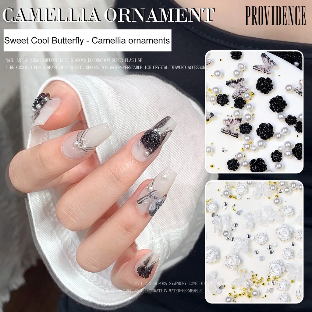 1 Kotak Ornamen Bunga Mawar Camellia Butterfly Tiga Dimensi Untuk Dekorasi Nail Art Salon