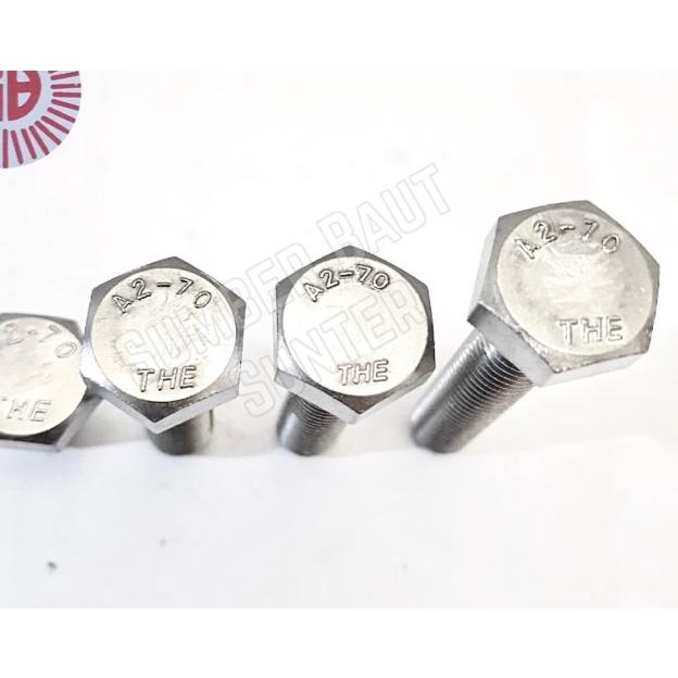 M20x100 Baut Mur Hexagon Stainless 304 SS Hex 20x100