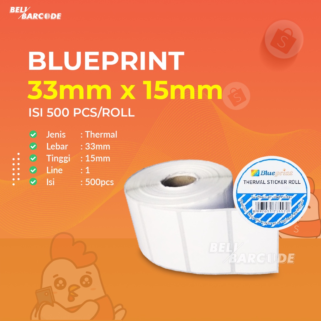 Label Thermal 33x15 1 Line Blueprint Isi 500Pcs 33 x 15