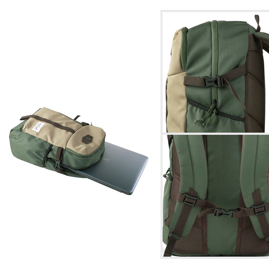ELBE OLIVE KHAKI ORIGINAL x ATVA Tas Ransel Casual Pria Daily Backpack Kuliah Kampus Kerja Kantor Sekolah SMA SMK Remaja Dewasa Tas Punggung Laptop Ukuran Besar 14 Inch Bagpack Distro Tas Traveling Premium Outdoor Travel Bag Keren Terbaru Kekinian Branded