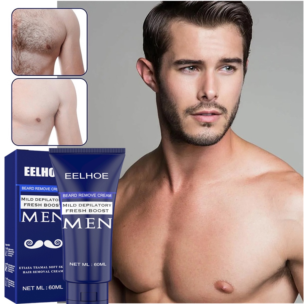 EELHOE Krim Penghilang Bulu pria Permanen Hair Removal Cream Brewok  Perontok bulu Cepat Aman Tanpa Efek Samping Hair Removal Cream 60ml
