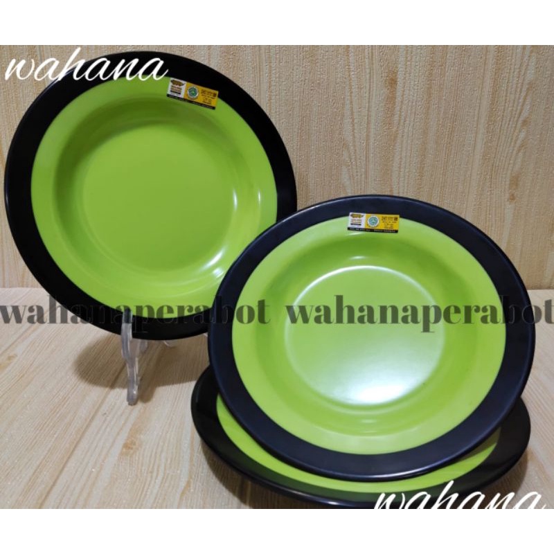piring makan melamin golden dragon isi 3pcs /piring makan melamin golden dragon warna hijau isi 3