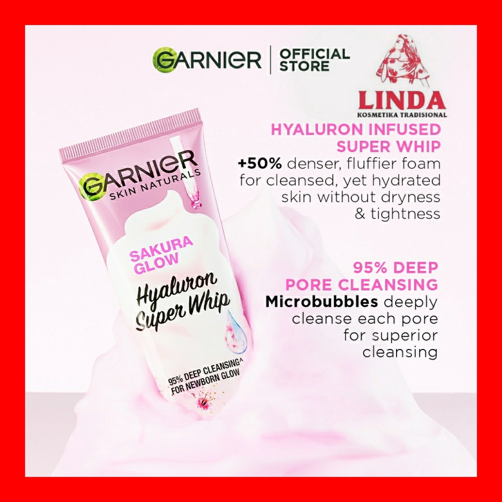 GARNIER SAKURA GLOW HYALURON SUPER WHIP FOAM 100 ML
