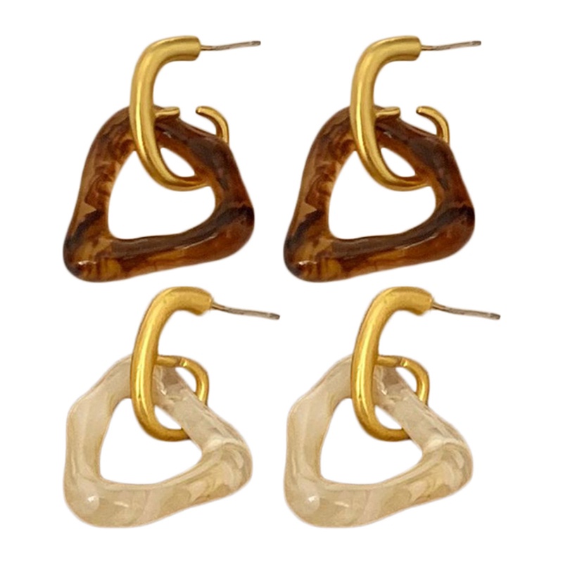 Fancyqube Anting S925 Silver Needle Akrilik Matte Bentuk Segitiga Model Hollow Untuk Wanita