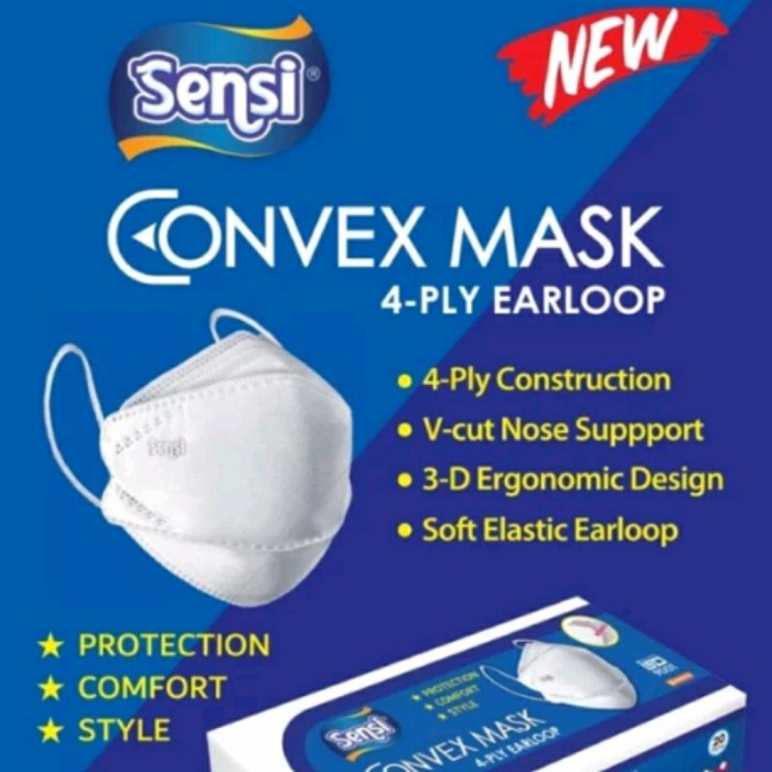 Sensi Convex Mask Sachet Isi 2Pcs 4Ply Earloop Medical Grade Masker