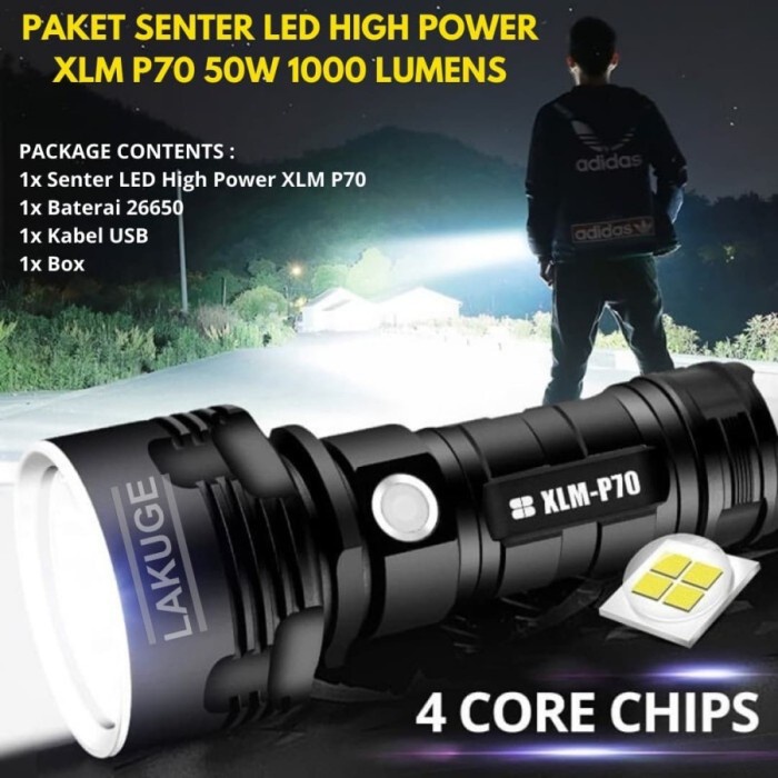 FMFIT Senter XLM P70 ( Led XHP50 ) Terang 3x Police SWAT Super terang