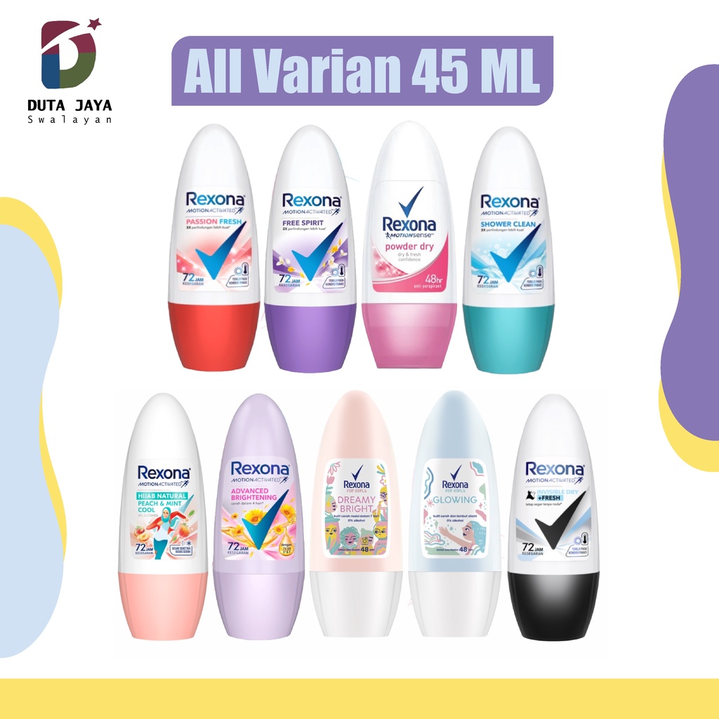 Rexona Dreamy Bright Deodorant Roll On Wanita Anti Perspirant Women 45 ML
