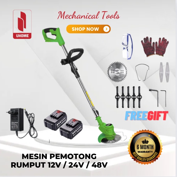 Mesin potong rumput baterai 24V Pemotong rumput cordless 2 Baterai 12V / 24V / 48V - UHOME mechanica
