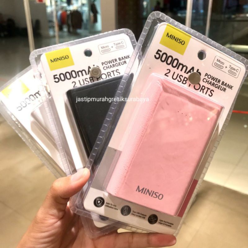 POWERBANK 5000 MAH 2 USB PORTS POWERBANK MINISO