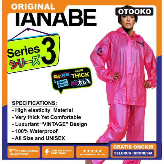 Jas Hujan Wanita Setelan Jaket Celana TANABE S3 Tebal All Size M L XL